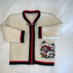 Kids’ Wool & Acrylic Ski Sweater w/Embroidery